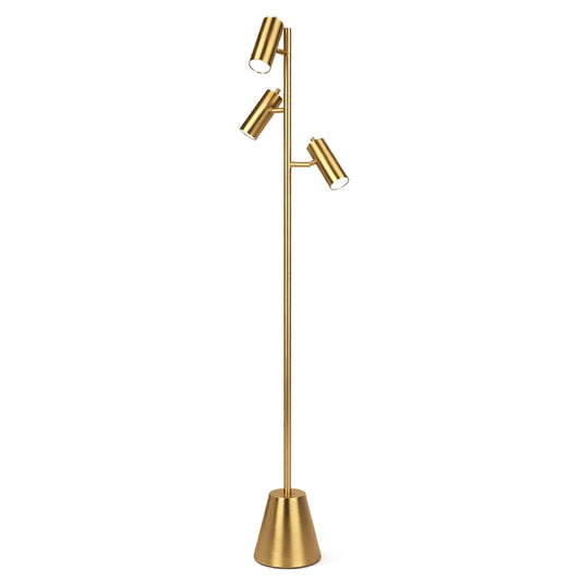 Lumina Gold Floor Lamp - Triple Spotlight with Rotary Switch