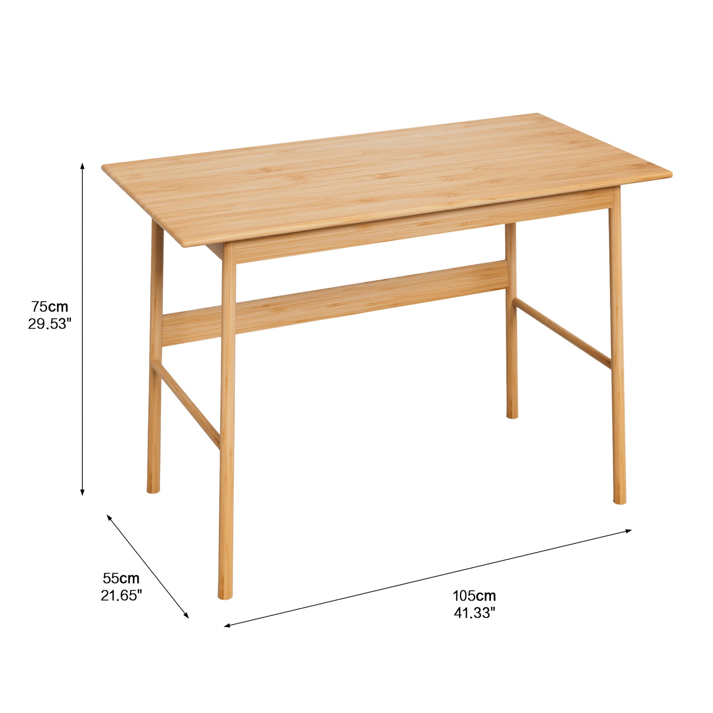 41" Bamboo Computer Desk with Z-Shape Frame - Modern Writing & Study Desk for Home Office, Light Natural