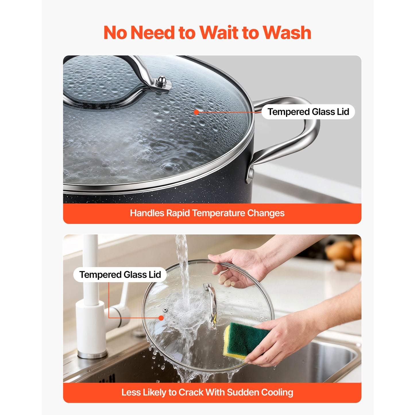 Aluminum Stock Pot, 8-Quart Nonstick Ceramic Coated Pot With Glass Lid, PFOA-Free, PFAS-Free, Compatible With Gas Stoves, Induction Cooktops, Electric Stoves, For Soups, Stews, And Pasta