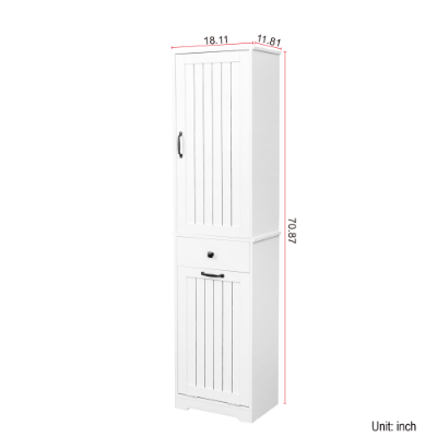 Laundry Cabinet ,with 1 Storage Cabinet And 1 Drawer - White