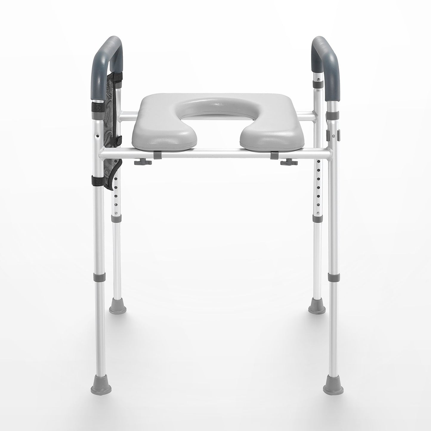 Raised Toilet Seat, 7-Position Height Adjustment 19.3" - 25.2", 350lbs Weight Capacity, With Comfort Padded Aluminum Frame, Universal Toilet Seat Riser, For Elderly, Handicap, Pregnant, Medical
