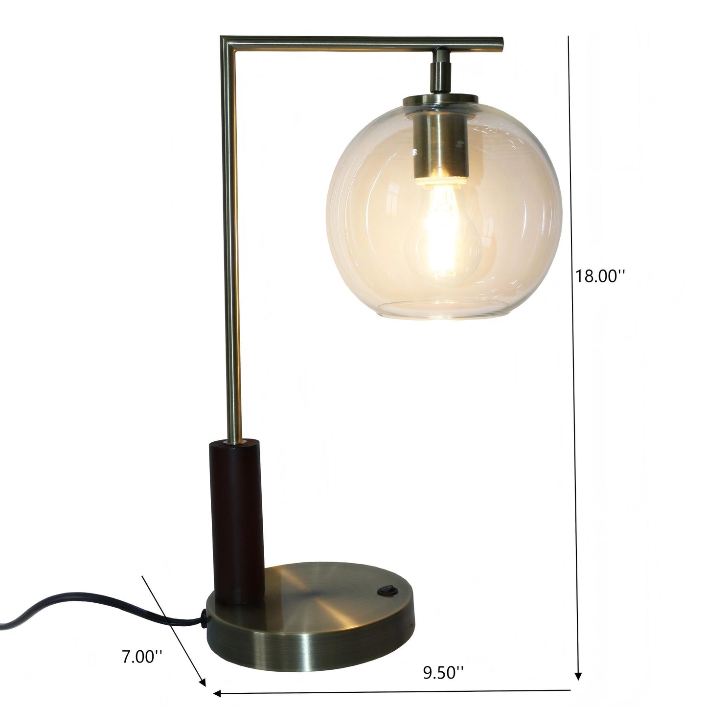 Gold Right-Angle Glass Table Lamp - Modern European Desk Light
