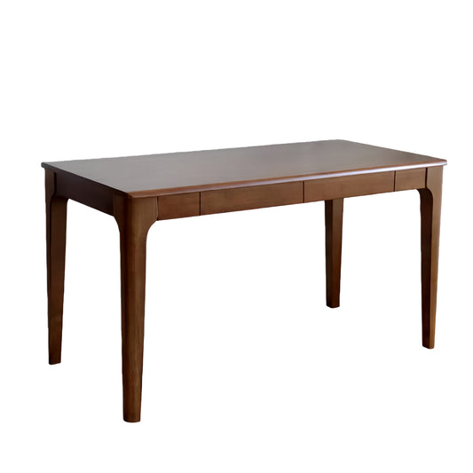 47" Solid Wood Desk with 2 Drawers - Mid-Century Modern Home Office Desk for Small Spaces, Walnut
