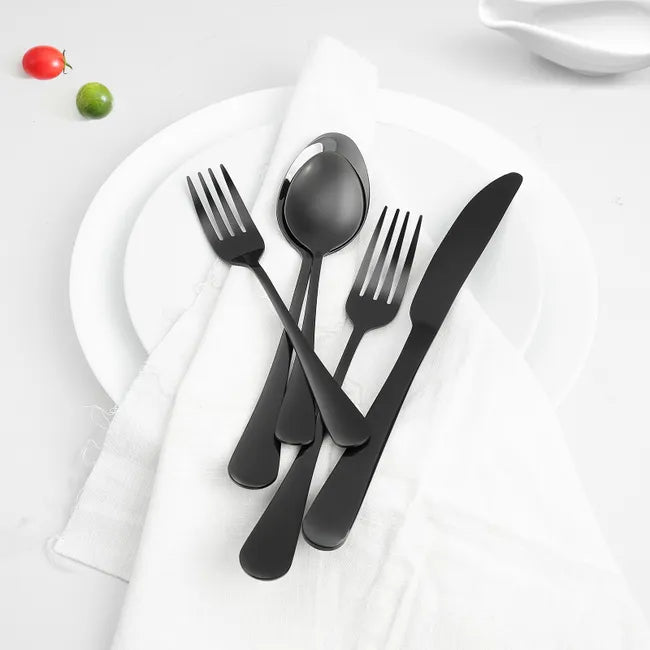 30-Piece Silverware Set for 6 - 18/0 Stainless Steel, Dishwasher Safe, Black