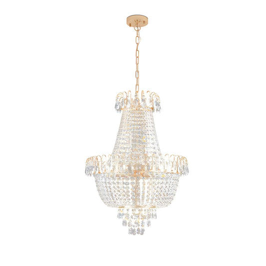 Large Gold Crystal Chandelier - K9 Crystal, Modern Luxury, 10x E12, Adjustable Height, Bulbs Not Included