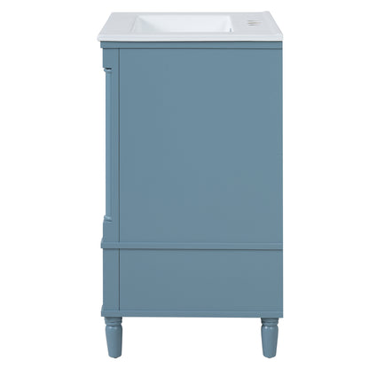 24   Modern Bathroom Vanity With Ornate Motif Design & Soft-Close Hinges,  Bathroom Cabinet With Drawer And Back Open Structure, Ornately Carved French Cylinder Legs