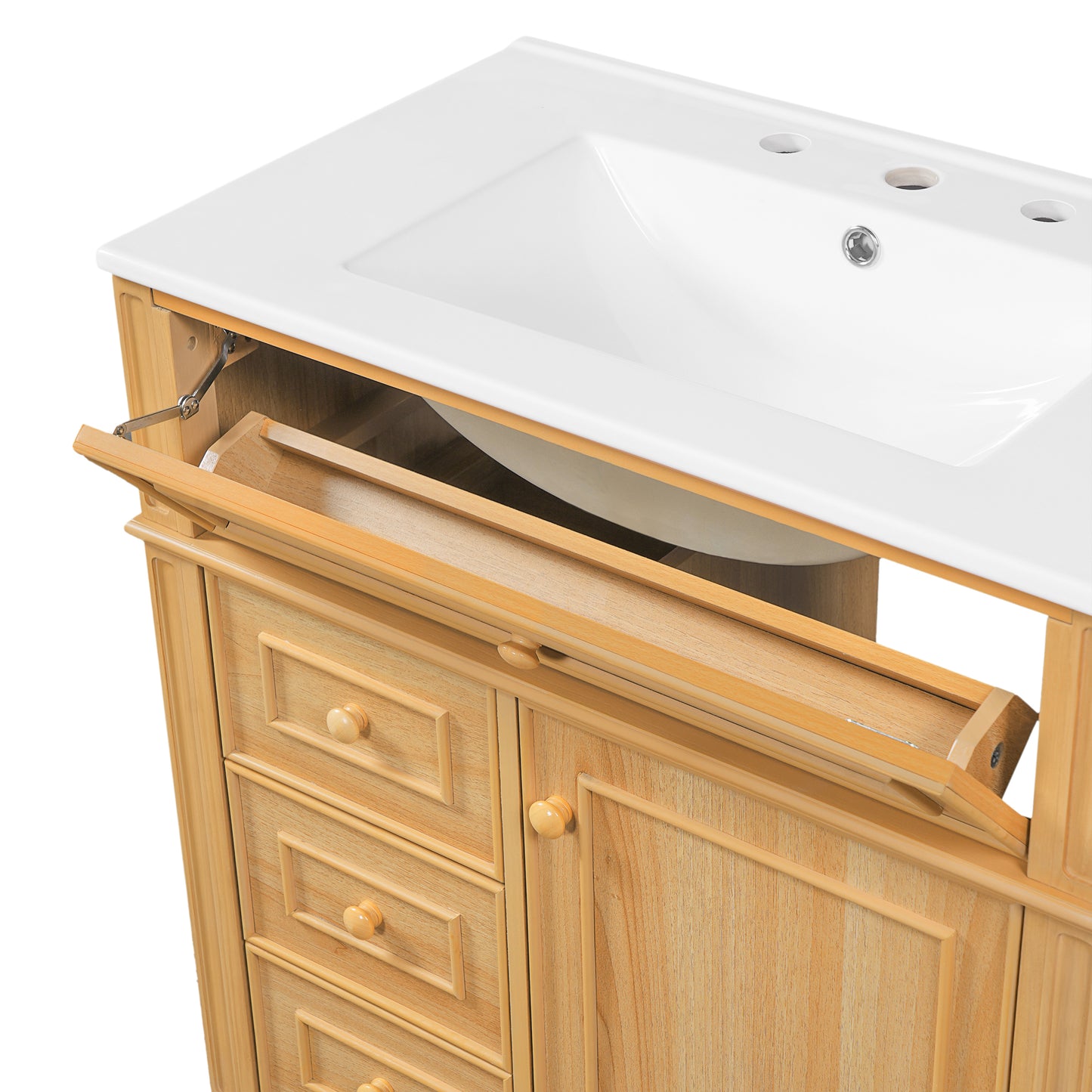 30" Bathroom Vanity with Sink - Wood Cabinet, Soft-Close Drawers & Door
