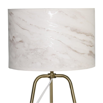 Marble Table Lamp with Bronze Base - Modern Desk Lamp for Bedroom & Living Room