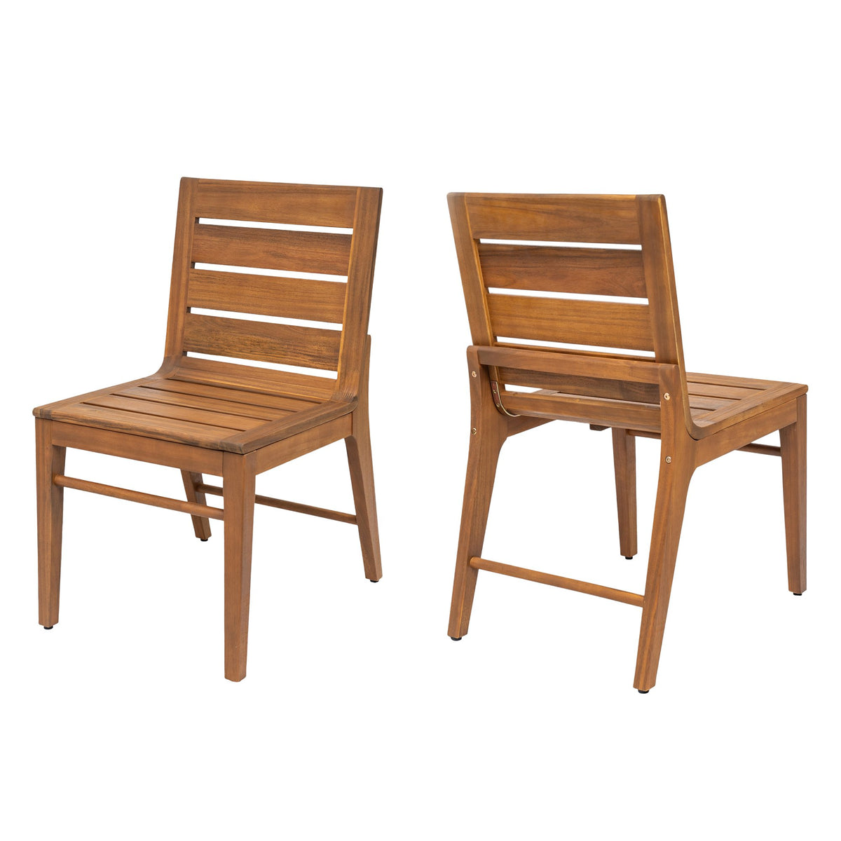 7-Piece Outdoor Acacia Wood Dining Set - 71" Teak Table with 6 Ergonomic Chairs