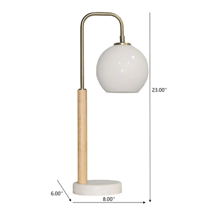 White Globe Table Lamp with Marble Base - Modern Bedside Nightstand Lamp, E26