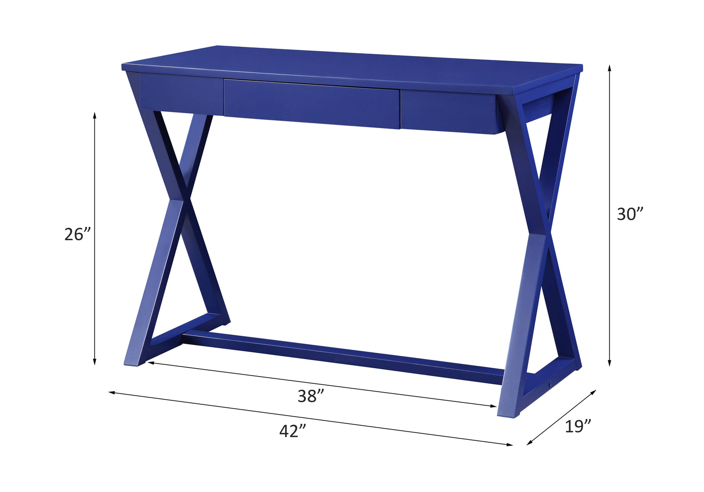 Nalo 42" Writing Desk - Modern Home Office Study Desk, Twilight Blue