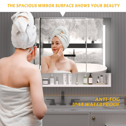 Modern 39x28 Inches Aluminium Bathroom Cabinets  Medicine Cabinets With Mirrors And LED Lights  Bathroom Storage Cabinet With Multilevel Storage Compartments