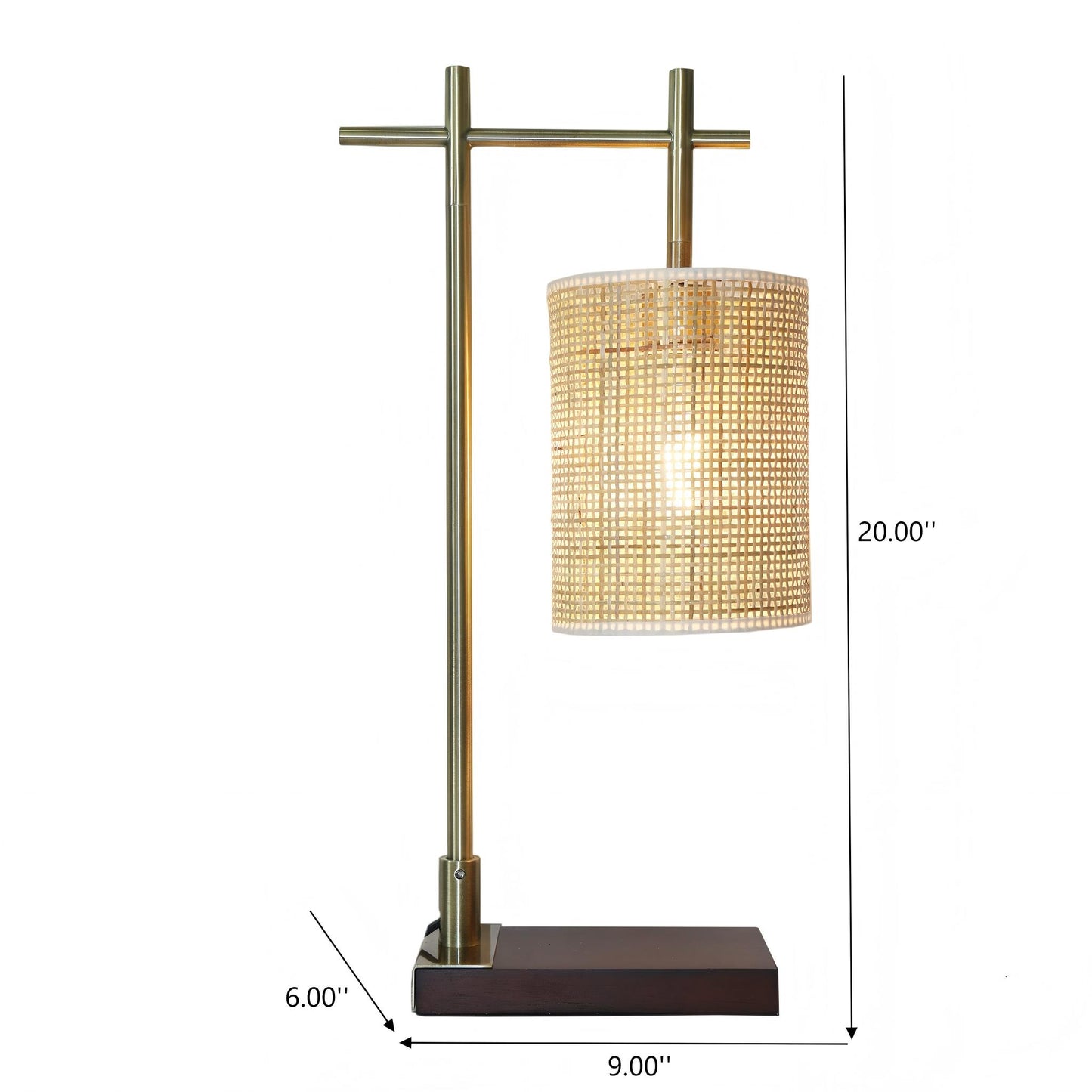 Bronze Bamboo Table Lamp - Nordic Bedside Desk Lamp with Natural Bamboo Shade, E26