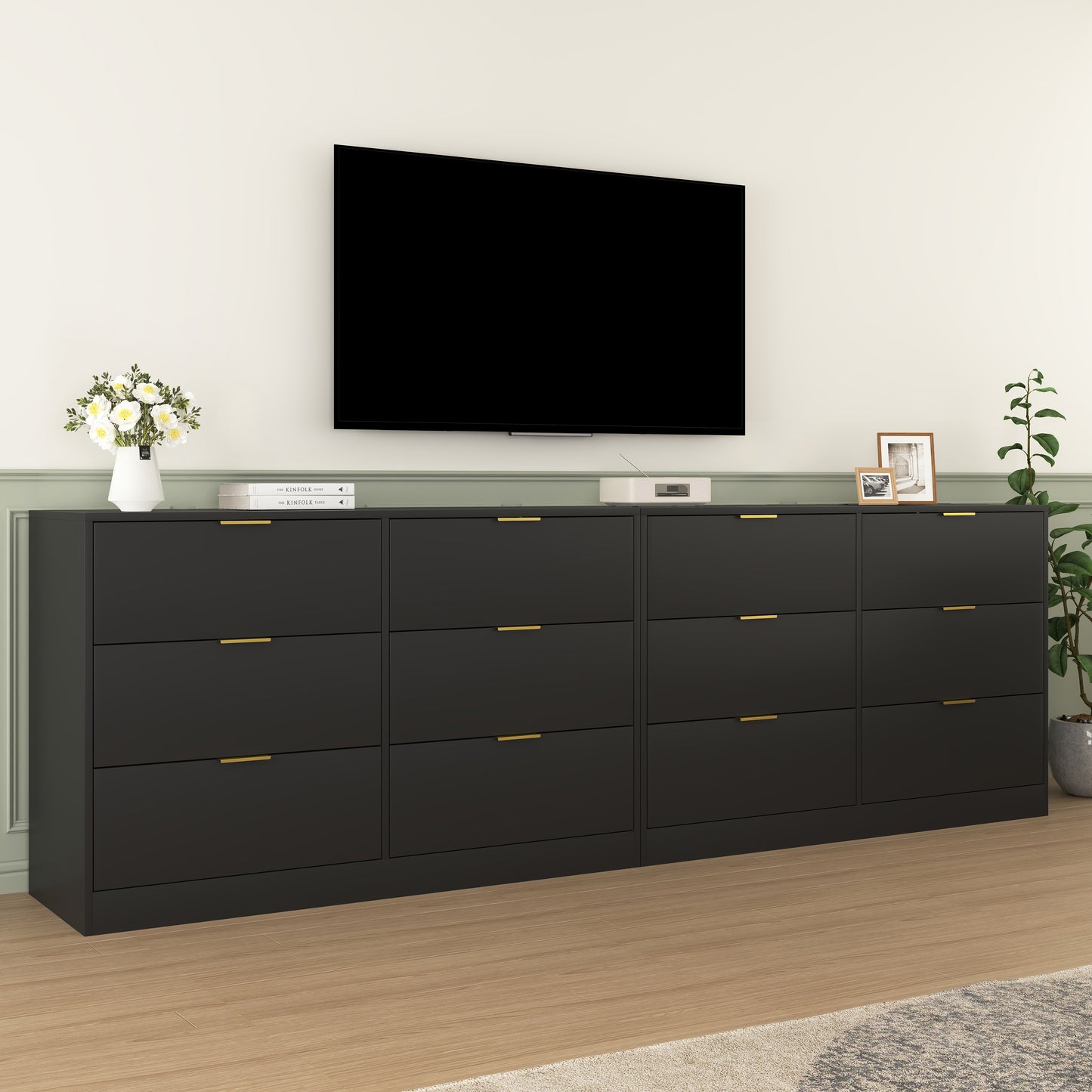 6-Drawer Dresser with Minimalist Design - Modern Bedroom Storage Chest, Black