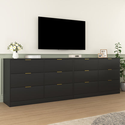 6-Drawer Dresser with Minimalist Design - Modern Bedroom Storage Chest, Black