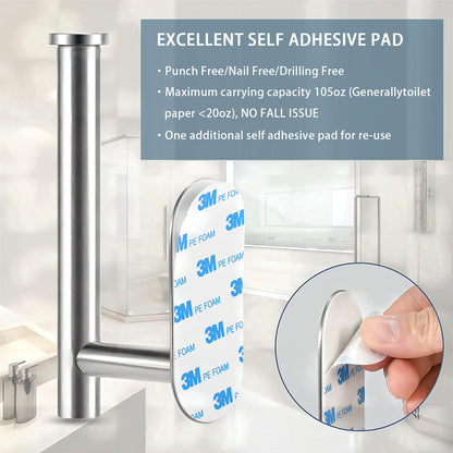 Toilet Paper Holder Self Adhesive, Stainless Steel Rustproof Adhesive Toilet Roll Holder No Drilling