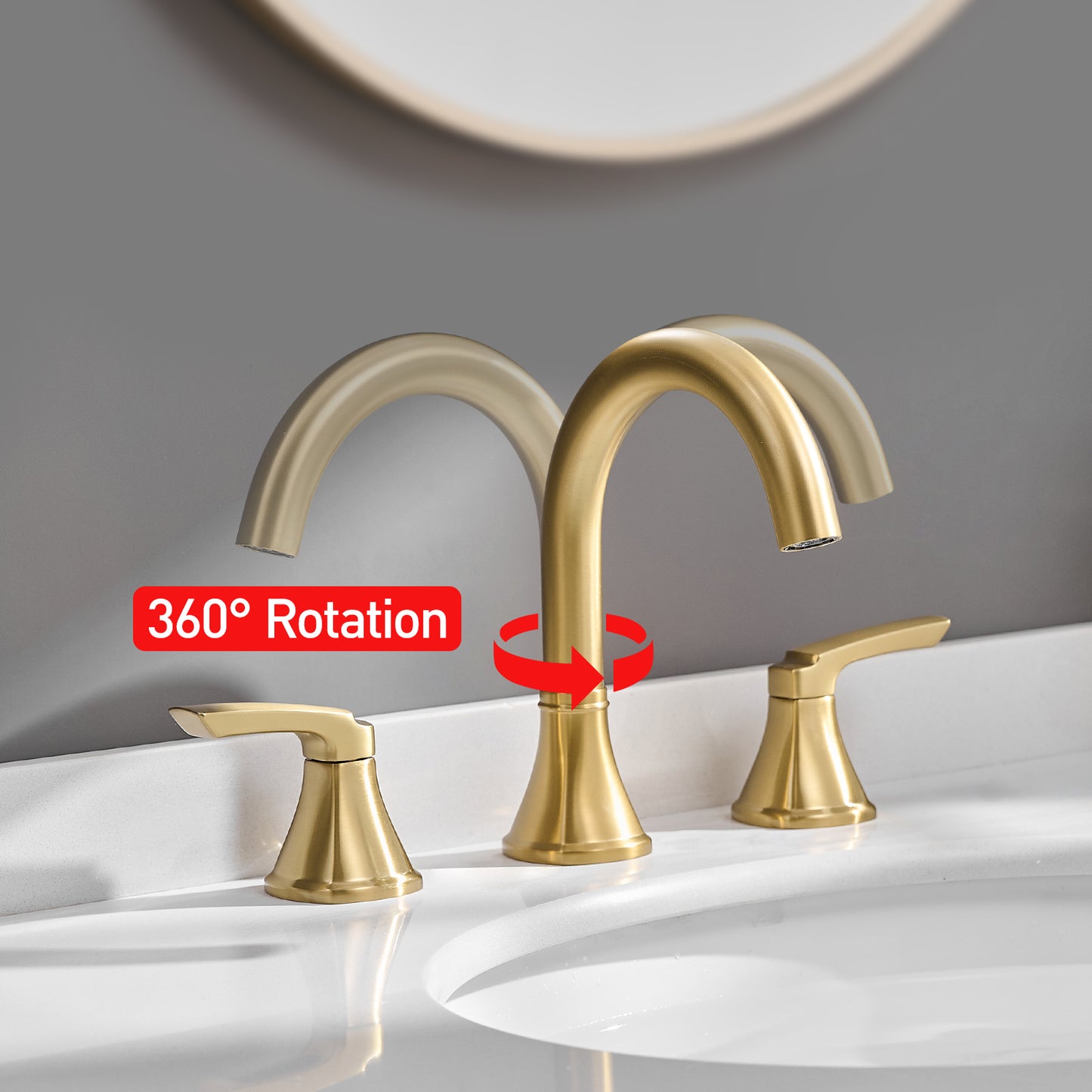 Bathroom Stainless Steel Faucets For Sink 3 Hole Brushed Gold 8 Inch Widespread Bathroom Sink Faucet Double Lever Handle Faucet Bathroom Vanity Faucet Basin Mixer Tap Faucet With Pop-Up Drain