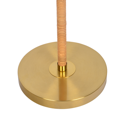 Allure 2-Light Floor Lamp - Gold Brass & Natural Rattan, E26, Pull Chain