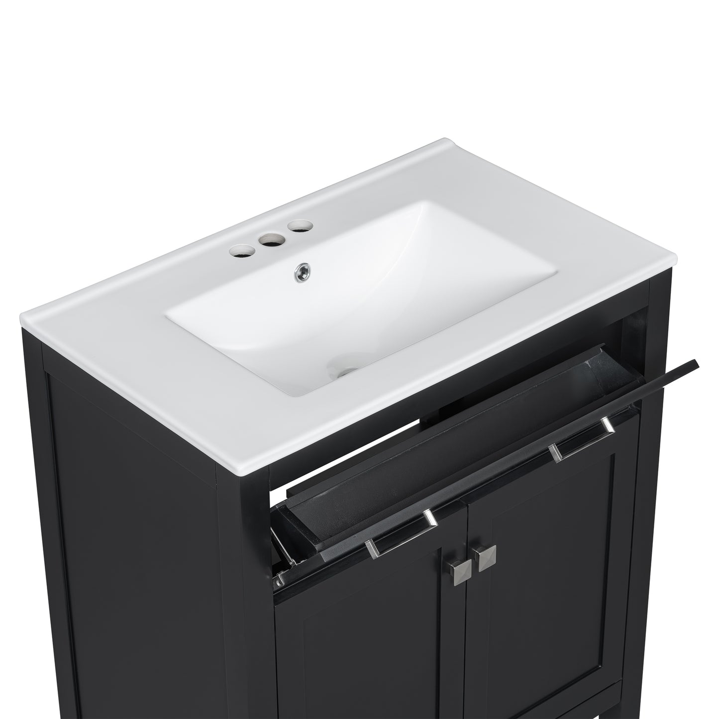 60  Modern Black Bathroom Vanity Set With Double Vanities  Separate , Double Ceramic Sinks, Adjustable Shelf, Soft Close Doors And Flip Drawer Modern Bathroom Solution For Spacious Bathrooms