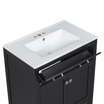 60  Modern Black Bathroom Vanity Set With Double Vanities  Separate , Double Ceramic Sinks, Adjustable Shelf, Soft Close Doors And Flip Drawer Modern Bathroom Solution For Spacious Bathrooms