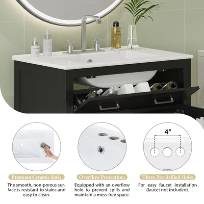 60  Modern Black Bathroom Vanity Set With Double Vanities  Separate , Double Ceramic Sinks, Adjustable Shelf, Soft Close Doors And Flip Drawer Modern Bathroom Solution For Spacious Bathrooms