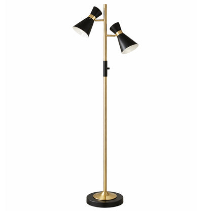 Axis Brass Gold Floor Lamp - Double Spotlight with 4-Way Switch