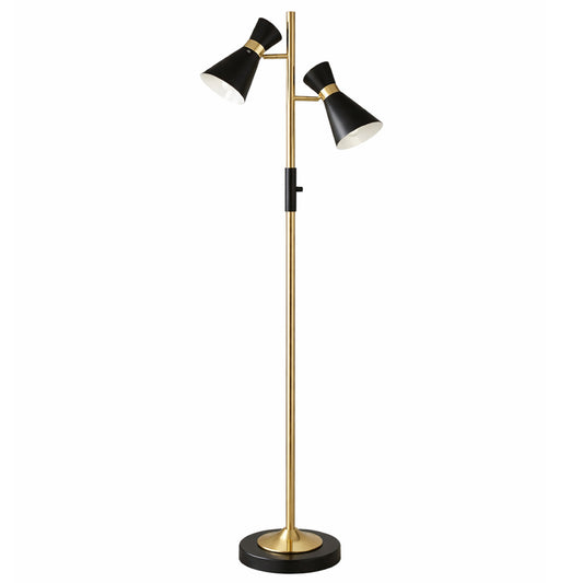 Axis Brass Gold Floor Lamp - Double Spotlight with 4-Way Switch