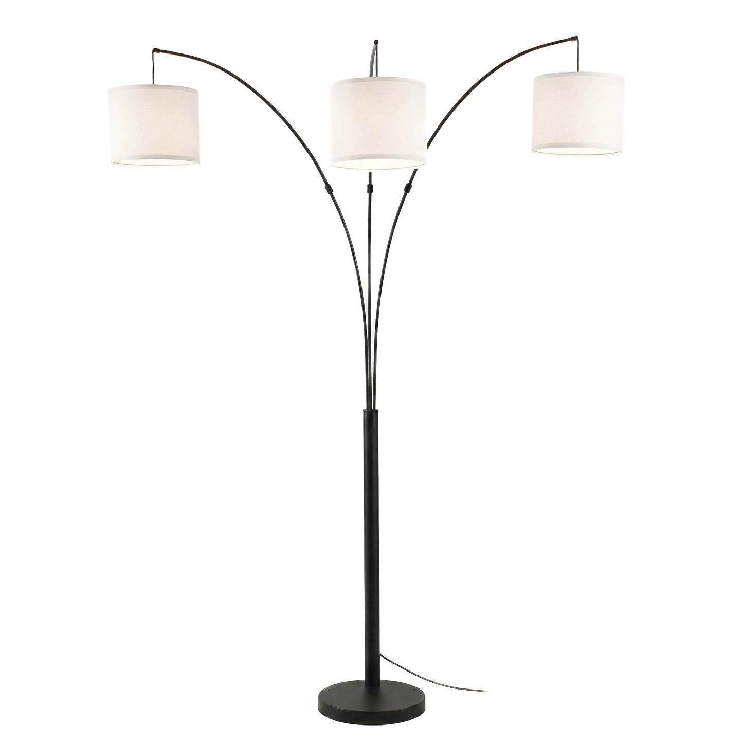 Royal 3-Arm Arc Floor Lamp - Oil Rubbed Bronze, Linen Shade, 4-Way Switch