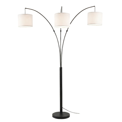Royal 3-Arm Arc Floor Lamp - Oil Rubbed Bronze, Linen Shade, 4-Way Switch