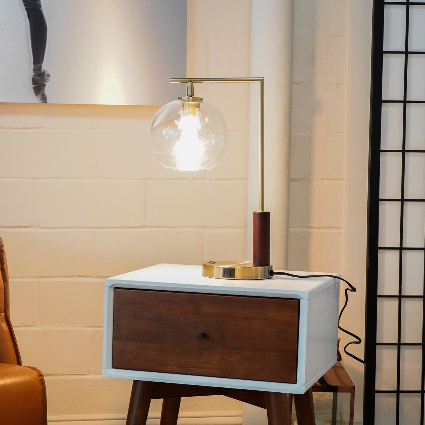 Gold Right-Angle Glass Table Lamp - Modern European Desk Light