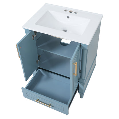 24   Modern Bathroom Vanity With Ornate Motif Design & Soft-Close Hinges,  Bathroom Cabinet With Drawer And Back Open Structure, Ornately Carved French Cylinder Legs