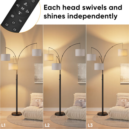 Three-Head Dimmable Floor Lamp with 3 Color Temperatures