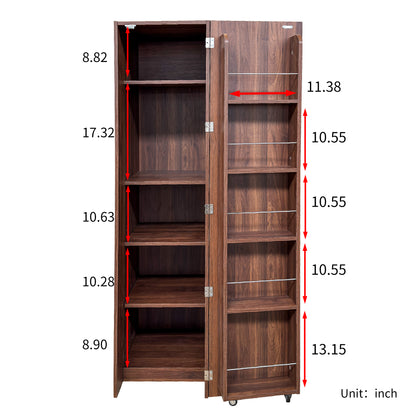 Kitchen Pantry Cabinet, Freestanding Buffet Sideboard with Doors and Shelves, Tall Storage Cupboard for Kitchen, Living Room and Dining Room, Walnut