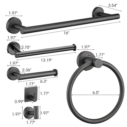 9 Pieces Bathroom Hardware Accessories Set Towel Bar Set Wall Mounted