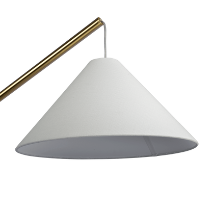 Lisbon Floor Lamp - Antique Brass Base & White Fabric Shade