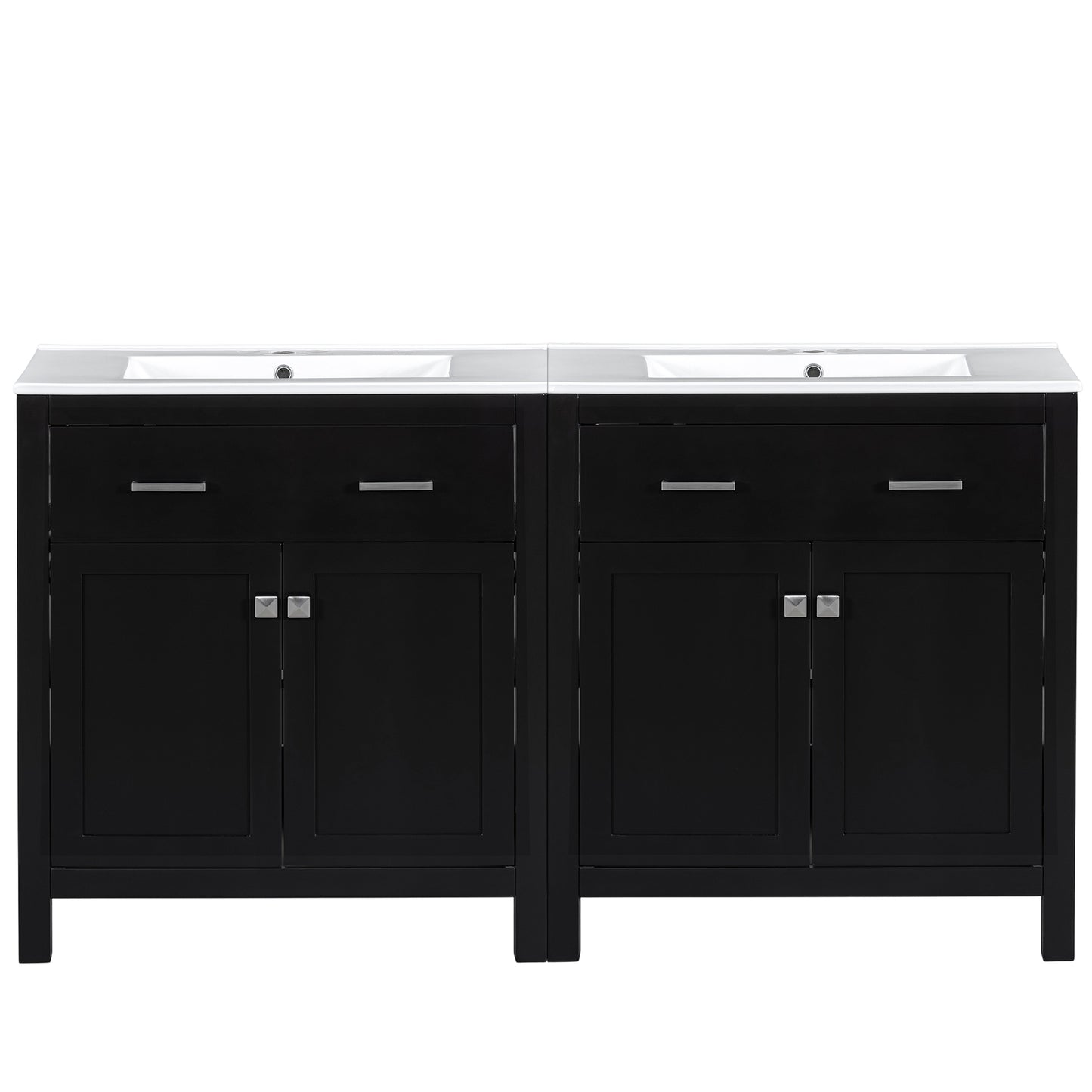 60  Modern Black Bathroom Vanity Set With Double Vanities  Separate , Double Ceramic Sinks, Adjustable Shelf, Soft Close Doors And Flip Drawer Modern Bathroom Solution For Spacious Bathrooms