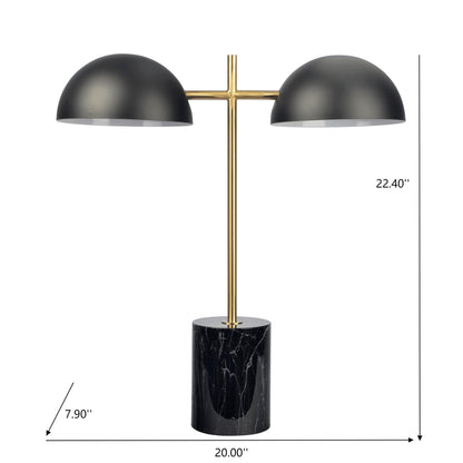 Black Gold Marble Table Lamp - Double Lamp with Faux Marble Base and On/Off Switch, E26