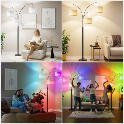 Three-Head Dimmable Floor Lamp with 3 Color Temperatures