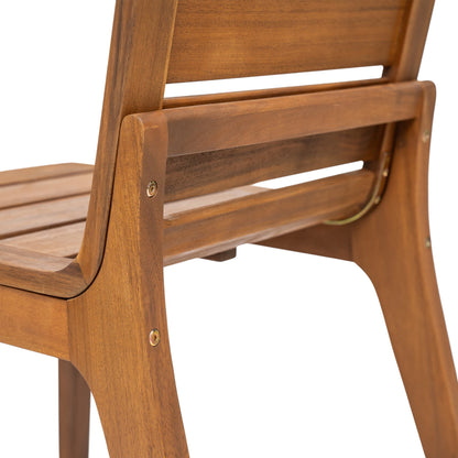 7-Piece Outdoor Acacia Wood Dining Set - 71" Teak Table with 6 Ergonomic Chairs