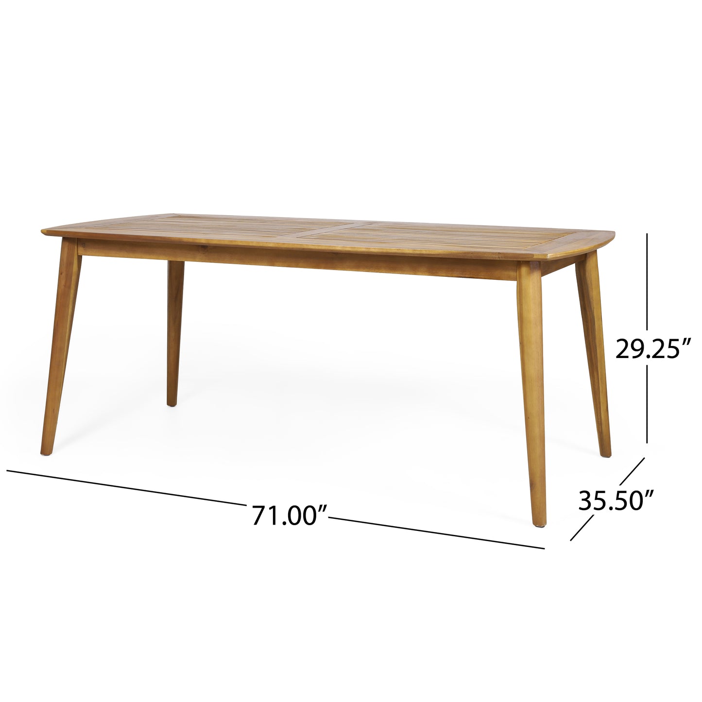 7-Piece Outdoor Acacia Wood Dining Set - 71" Teak Table with 6 Ergonomic Chairs