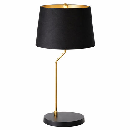 Modern Black & Gold Desk Lamp with Fabric Shade - E26 Bedside Table Lamp