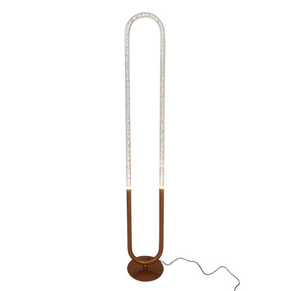 Zeon LED Arc Floor Lamp - 60-Inch, U-Shape, Coarse Gold & Clear Acrylic, 6W, No Bulb Needed