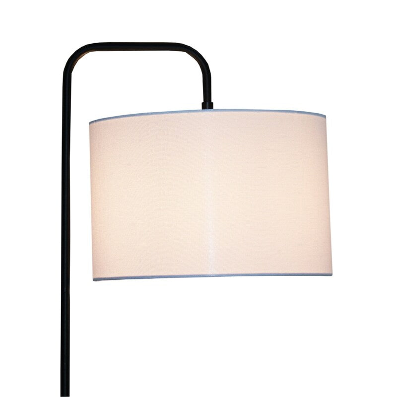Lior Arc Floor Lamp - 59-Inch, Cylinder Shade, Wooden Pole, E26, Foot Switch, Black