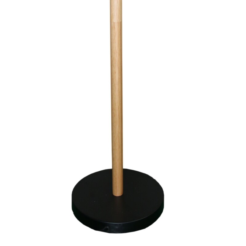 Lior Arc Floor Lamp - 59-Inch, Cylinder Shade, Wooden Pole, E26, Foot Switch, Black