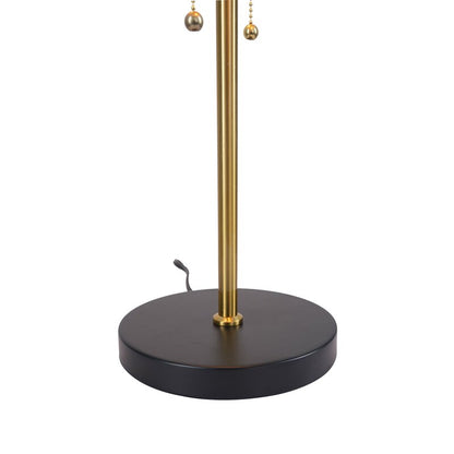 Black and White Drum Shade Table Lamp - Modern Bedside Lamp with Pull Chain Switch, E26