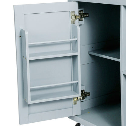 Kitchen Island with Rubberwood Folding Leaf Countertop, 3 Drawers, Cabinet with Interior Shelves and 5 Wheels, Blue