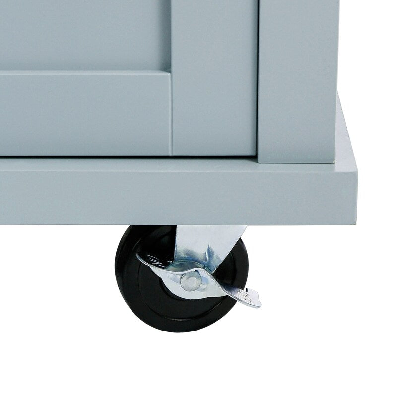 Kitchen Island with Rubberwood Folding Leaf Countertop, 3 Drawers, Cabinet with Interior Shelves and 5 Wheels, Blue