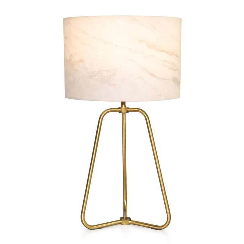 Marble Table Lamp with Bronze Base - Modern Desk Lamp for Bedroom & Living Room