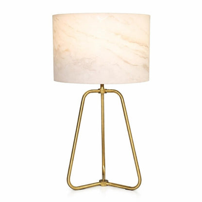 Marble Table Lamp with Bronze Base - Modern Desk Lamp for Bedroom & Living Room