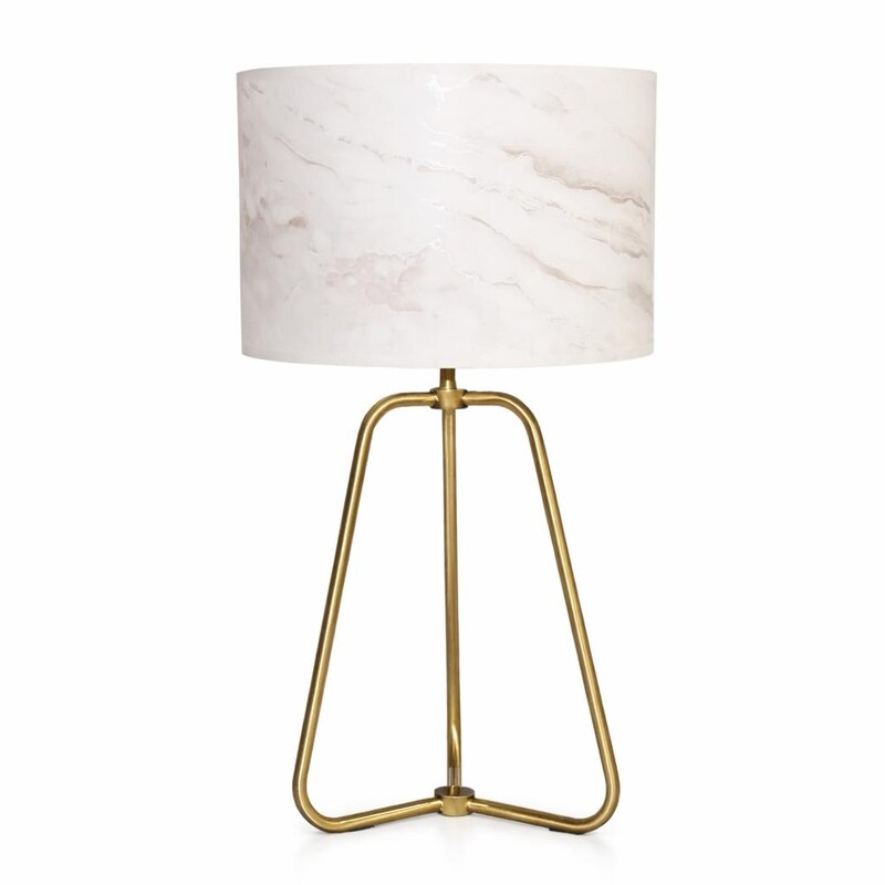 Marble Table Lamp with Bronze Base - Modern Desk Lamp for Bedroom & Living Room